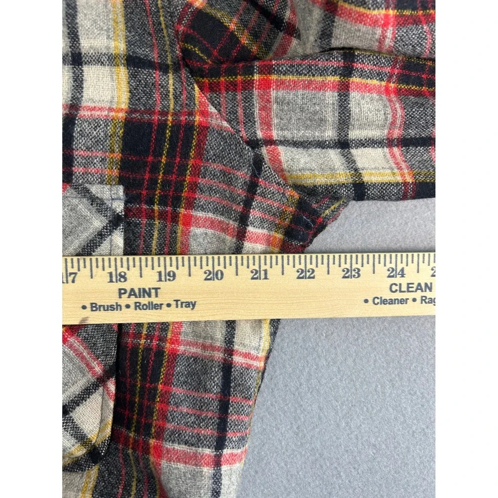 JCPenney Flannel Shirt Mens Medium Tall Red Plaid 100% Virgin Wool Vintage‎